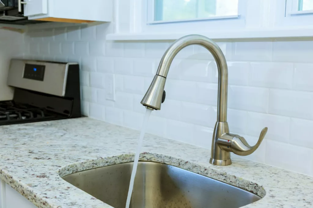 Faucet and water drop new worktop with built-in cooking stove and sink